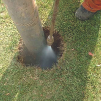 Pothole in grass